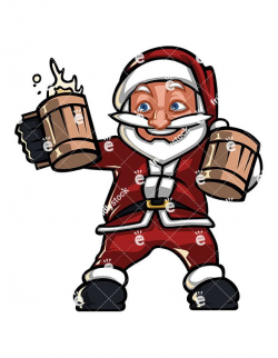 Silly Santa Claus Drinking Beer And Smiling | Christmas Vector ...