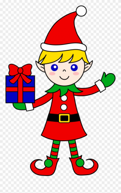 Cute Christmas Elf With Gift - Elf Cartoon Santa Clipart (#2705 ...