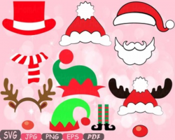 Christmas Props Party Booth clipart Santa Claus beard reindeer hat horns -5p