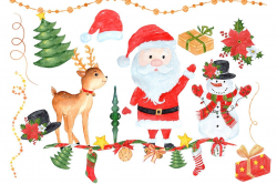 Watercolor Christmas Santa clipart #greeting#cards#blogs#party ...