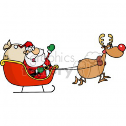 Santa in his sleigh with Rudolph lighting the way clipart. Royalty-free  clipart # 377835