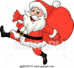 EPS Vector - Santa claus running with the bag of. Stock Clipart ...