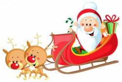 Cute Santa with Sleigh PNG Clipart Image | Gallery Yopriceville ...