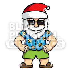Cool Summer Santa Using Black Sunglasses Vector Cartoon Clipart