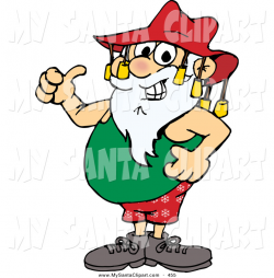 Christmas Clip Art of a Smiling Summer Santa Claus Giving the Thumbs ...