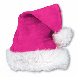 Beistle 1-Pack Pink Velvet Santa Hat with Plush Trim