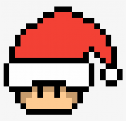 Santa Hat Mario Toad - Pixel Art Mario Mushroom Pac Man ...