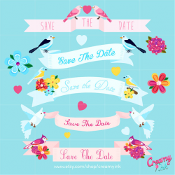 Wedding Banner Save the Date Digital Vector Clip art ...