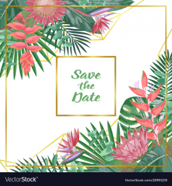Save the date tropical flower and geometric