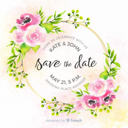 Watercolor floral save the date template Vector | Free Download