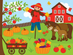 70% OFF SALE Farm Clipart - Digital Vector Harvest, Autumn ...