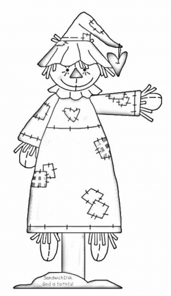 A fun scarecrow clipart and coloring page for all of us in ...