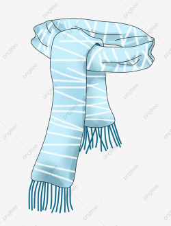 Cartoon Thick Coating Blue Scarf, White Strip, Pattern ...