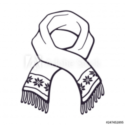Vector illustration. Hand drawn doodle of winter scarf with ...
