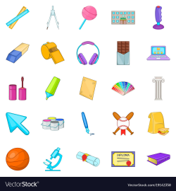 Scholastic icons set cartoon style