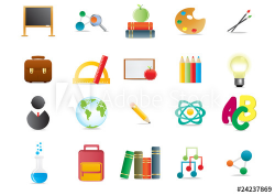 Collection of scholastic icons, vector illustration - Buy ...