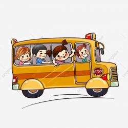 Hand Drawn Cartoon School Bus Going To Kindergarten Yellow School ...