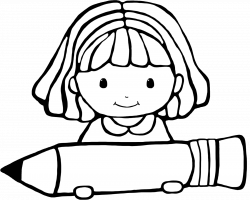 HD Girl Writing Clipart Black And White - Cute School ...