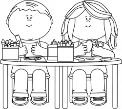 clip art black and white | Black and White Kids in Art Class ...