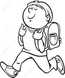 Black And White Cartoon Illustration Of Primary School ...