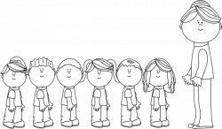 Black and White Students in Line with Teacher | Clip art ...