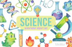 Science watercolor clipart,Chemistry ~ Illustrations ~ Creative Market
