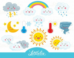 Weather kawaii clipart - cute weather clipart - 16036 | Products ...