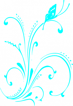 Teal Butterfly And Scrolls Clip Art at Clker.com - vector clip art ...