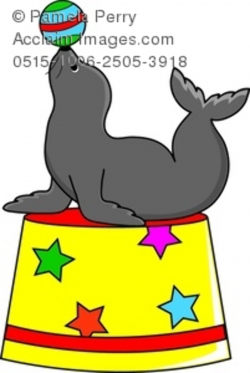 Clip Art Image of a Silhouette of a Seal Doing a Trick With ...