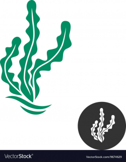 Seaweed logo template One black color monochrome