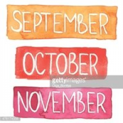Watercolor Months: September, October, November stock vectors ...
