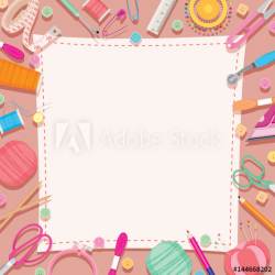 Sewing Kit Icons Set Border, Needlework, Tailor, Handmade ...