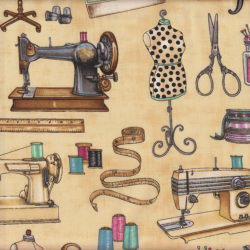 sewing themed fabric | Sewing theme love it... | Sewing art ...