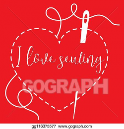 Vector Art - Stitched heart and needle with thread. sewing ...