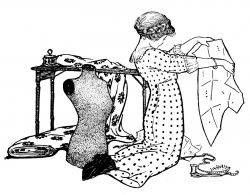 Vintage Sewing Clip Art - Girl with Pattern and Dress Form ...