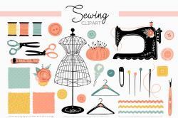 Vintage Antique Sewing Clipart ~ Illustrations ~ Creative Market