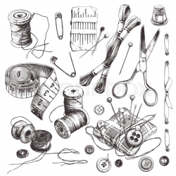 Vintage Sewing Clip Art Clipart | printable 4 | How to draw ...