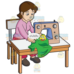 A Female Sweatshop Worker Sewing A Shirt