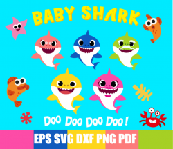 Baby Shark Svg, Shark Family Svg, Daddy Shark, Mommy Shark, Shark Grandma,  Shark Grandpa, Shark Svg, Clipart, Instant Download