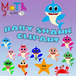 Baby Shark Family of Sharks Clipart