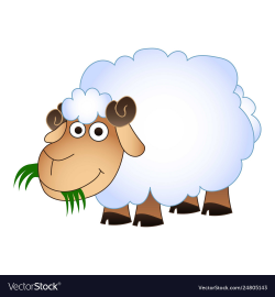 Sheep eat green grass icon cartoon style