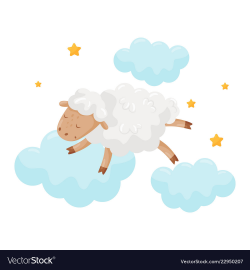 Cute little sheep sleeping on a cloud lovely