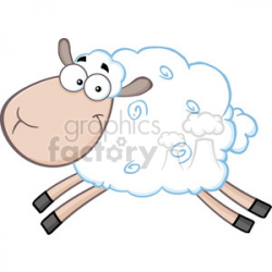 Royalty Free RF Clipart Illustration White Sheep Cartoon Mascot Character  Jumping clipart. Royalty-free clipart # 395402
