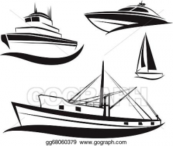Vector Clipart - Vector black ship and boat set . Vector ...