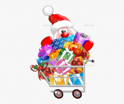 Santa On Shopping Cart-png Preview - Christmas Shopping Clip ...