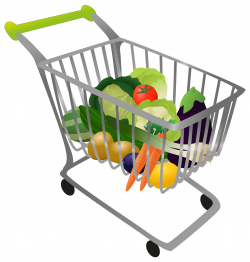 Shopping Cart With Food Clipart - Clip Art Library