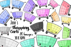 Kawaii Shopping Carts Clipart