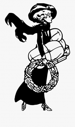 Lady Shopping With Wreath Royalty Free - Black And White ...