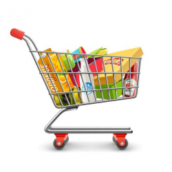 Shopping Supermarket Cart With Grocery Pictogram - Download ...