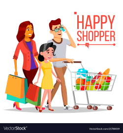 Shopping woman happy family couple